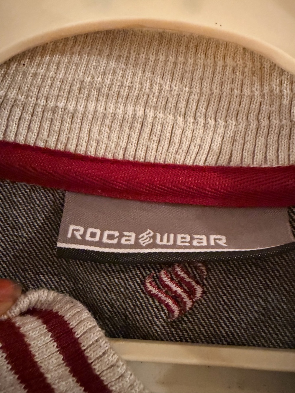 Rocawear Black Denim Jacket with Red & White Trim - Picture 4 of 5